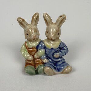 Albert Kessler Porcelain Bunny Rabbit Figurine Boy & Girl Arms Linked Sitting To